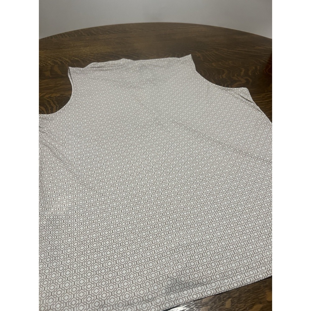 Adrianna Papell Blouse Womens XL White Brown‎ Geometric Tie Neck Sleeveless - Picture 3 of 7